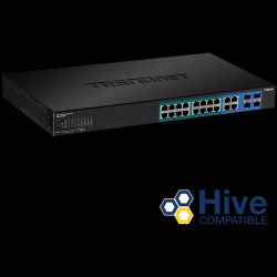 Trendnet 20-port Gigabit Web Smart POE+ Switch w/ 2 Shared SFP Slots  (16 PoE+, 2SFP) (185W)