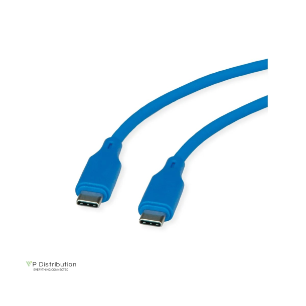 ROLINE USB 2.0 Silicon Cable, C-C, M/M, 60W, 1m, BLUE