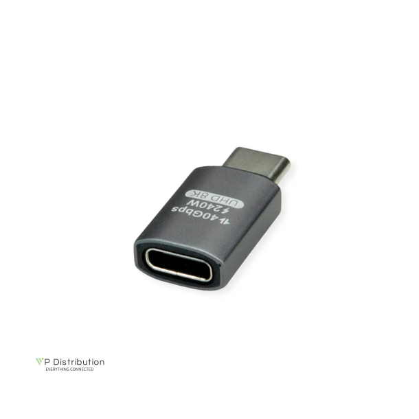 ROLINE USB4 40G Type C M/F Adapter Silver Grey ALU.