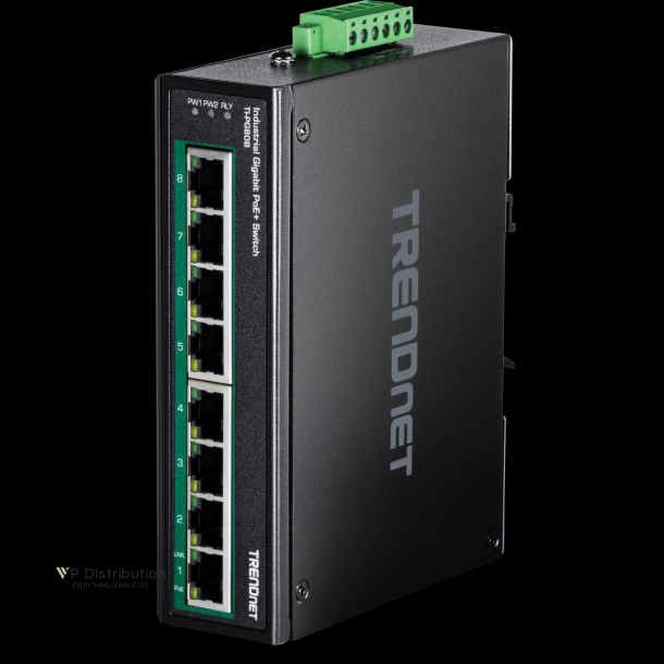 Trendnet 8-Port Industrial Gigabit PoE+ DIN-Rail Switch (24 - 56V)