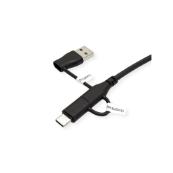 ROLINE 2-in-1 USB2.0  C Cable, M/M, Data Blocker, USB A+C