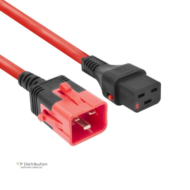 ACT Powercord C19 IEC Lock - C20 IEC Lock Dual Locking red 2 m, PC3637