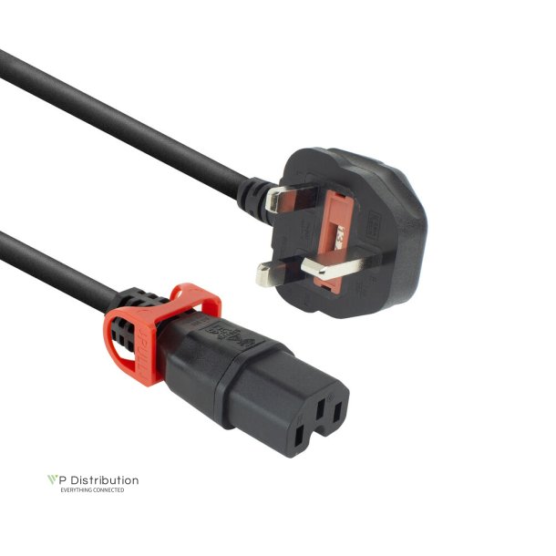 ACT Powercord UK male - C15 IEC Lock+ black 2 m, PC3884