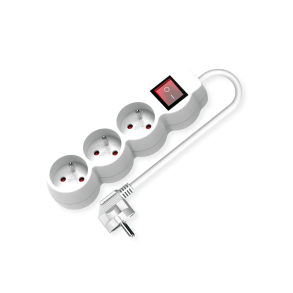 VALUE UTE Power Strip long/round,+Switch white, 3x, CEE 7/7, 1.5m