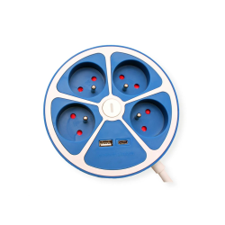 ROLINE UTE Table Power Strip 4x, +Sw. 1x A + 1x C, CEE7/7, Blue, 3m