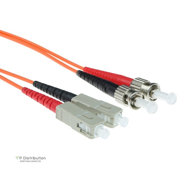 ACT 2 meter LSZH Multimode 62.5/125 OM1 fiber patch cable duplex with ST and SC connectors