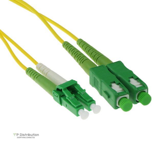 ACT 1 meter LSZH Singlemode 9/125 OS2 fiber patch cable duplex with LC/APC8 and SC/APC8 connectors