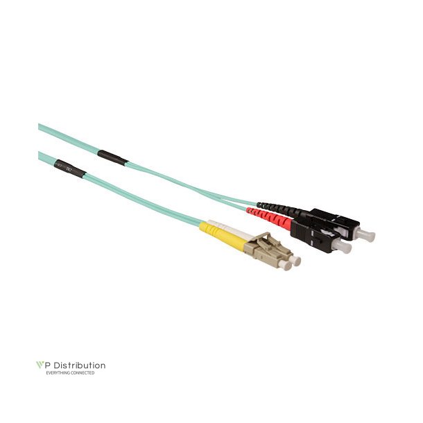 ACT 10 meter Multimode 50/125 OM3 duplex ruggedized fiber cable with LC en SC connectors