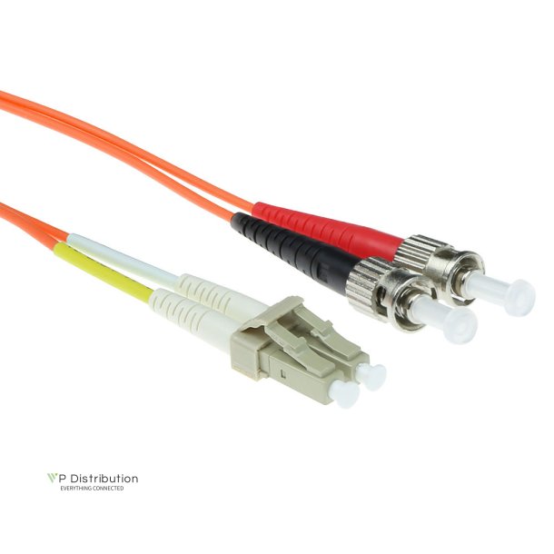 ACT 1 meter LSZH Multimode 62.5/125 OM1 fiber patch cable duplex with LC and ST connectors