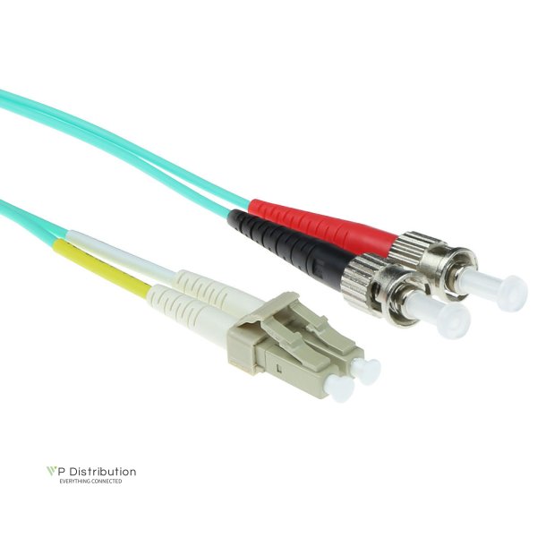 ACT 1 meter LSZH Multimode 50/125 OM3 fiber patch cable duplex with LC and ST connectors