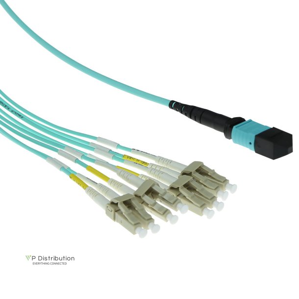 ACT 2 meter Multimode 50/125 OM3 fanout patchcable 1 X MTP female - 4 X LC duplex 8 vezels