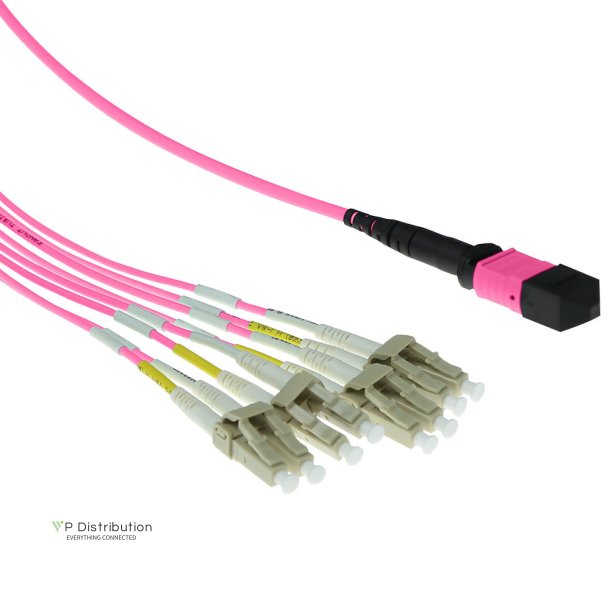 ACT 2 meter Multimode 50/125 OM4 fanout patchcable 1 X MTP female - 4 X LC duplex 8 fibers