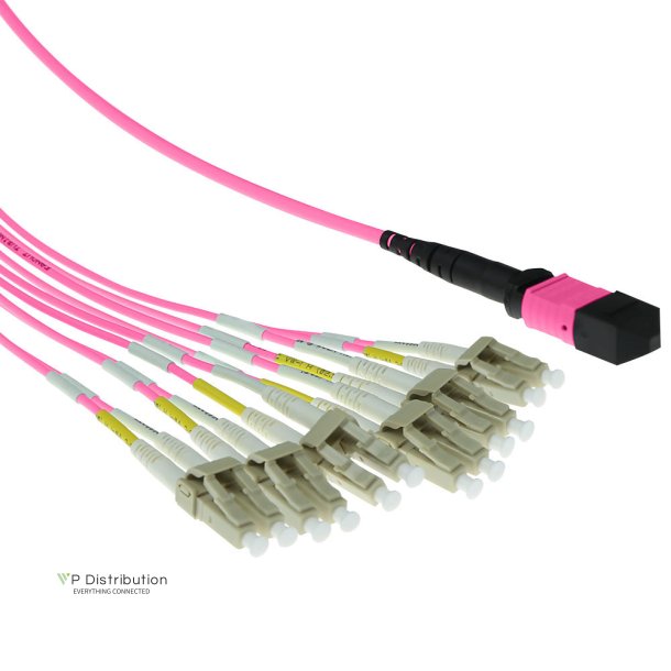 ACT 1 meter Multimode 50/125 OM4 fanout patchcable 1 X MTP female - 6 X LC duplex 12 fibers