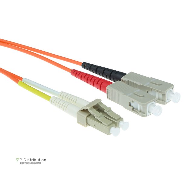 ACT 0.5 meter LSZH Multimode 62.5/125 OM1 fiber patch cable duplex with LC and SC connectors