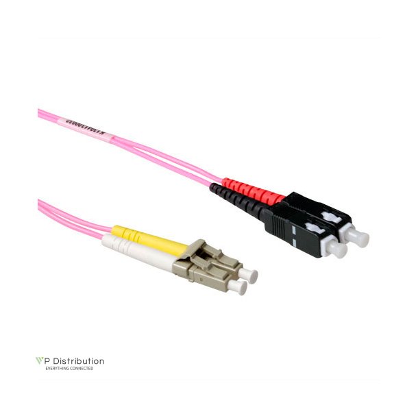 ACT 1 meter LSZH Multimode 50/125 OM4 fiber patch cable duplex with LC and  SC connectors