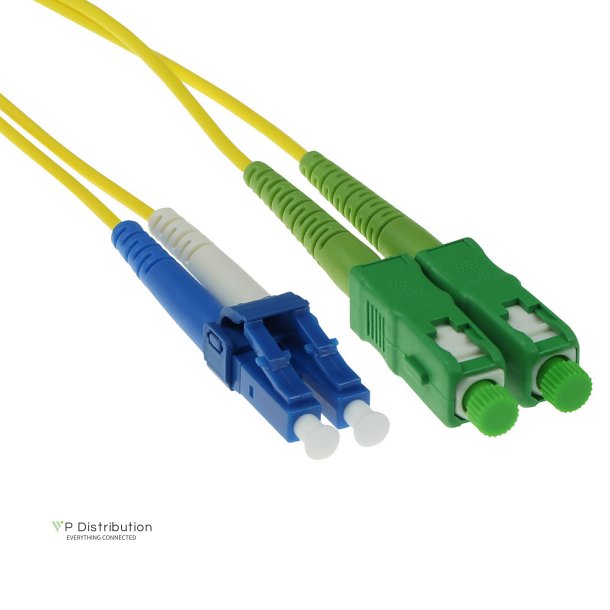 ACT 0,5 meter LSZH Singlemode 9/125 OS2 fiber patch cable duplex with SC/APC and LC/UPC connectors