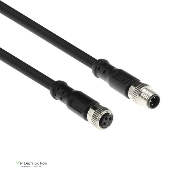 ACT Industrial 1.50 meters Sensor cable M8A 3-pin male to M8A 3-pin female, Ultraflex Xtreme TPE cable, shielded