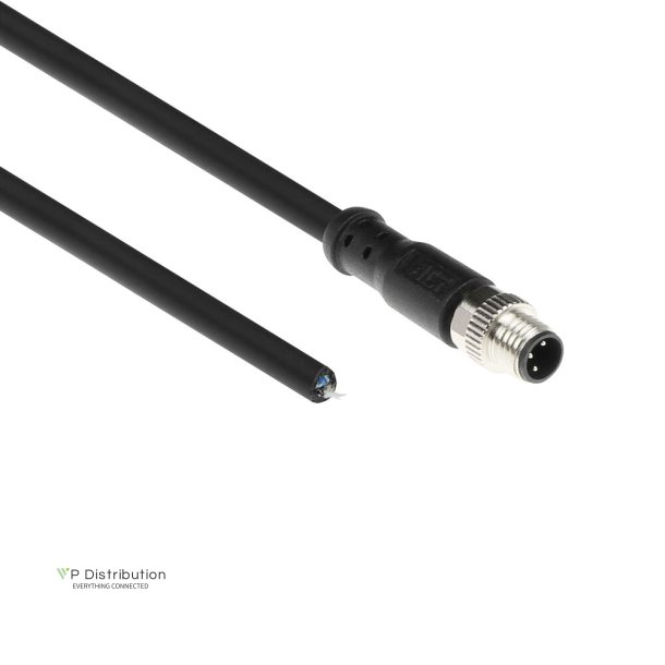 ACT Industrial 1.50 meters Sensor cable M8A 3-pin male to open end, Ultraflex Xtreme TPE cable, shielded
