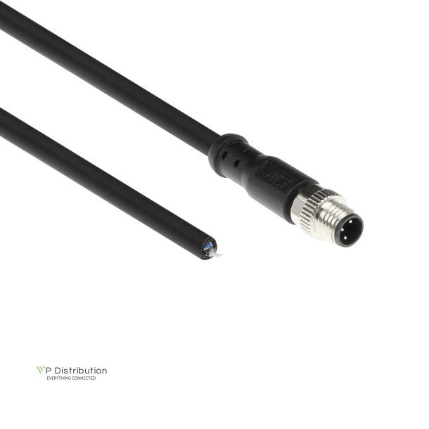 ACT Industrial 3.00 meters Sensor cable M8A 3-pin male to open end, Ultraflex Xtreme TPE cable, shielded