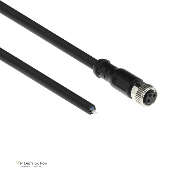 ACT Industrial 3.00 meters Sensor cable M8A 3-pin female to open end, Ultraflex Xtreme TPE cable, shielded