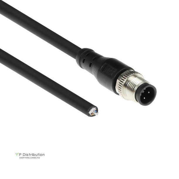 ACT Industrial 3.00 meters Sensor cable M12A 4-pin male to open end Superflex Xtreme TPE cable, shielded