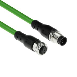 ACT Industrial 5.00 meters Sensor cable M12A 8-pin male to M12A 8-pin female, Ultraflex TPE cable, shielded