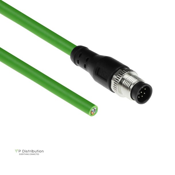 ACT Industrial 1.50 meters Sensor cable M12A 8-pin male to open end, Ultraflex TPE cable, shielded