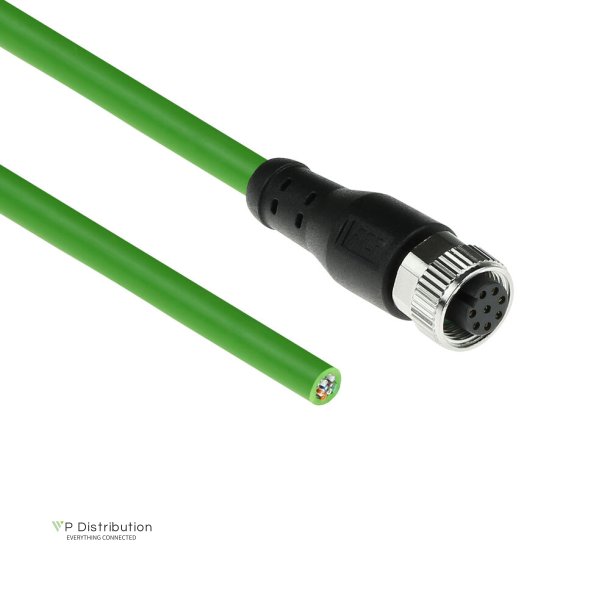 ACT Industrial 1.50 meters Sensor cable M12A 8-pin female to open end, Ultraflex TPE cable, shielded