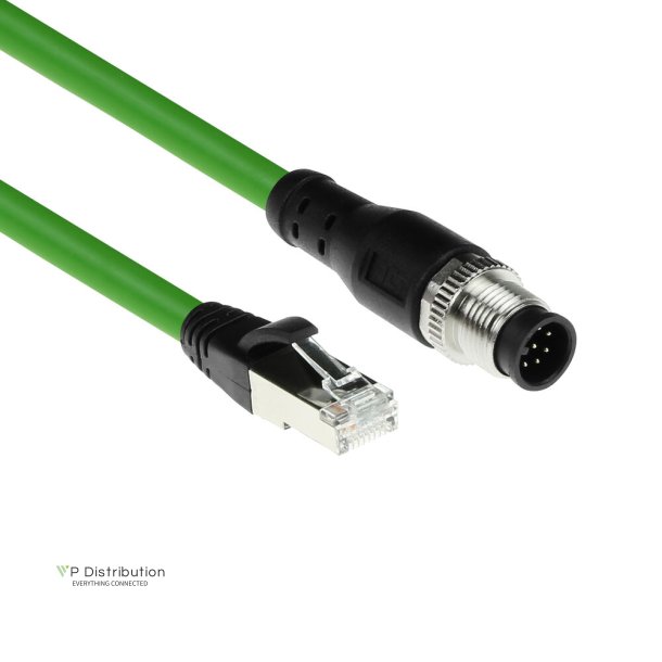 ACT Industrial 1.50 meters Sensor cable M12A 8-pin male to RJ45 male, Ultraflex SF/UTP TPE cable, shielded