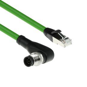 ACT Industrial 10.00 meters Sensor cable M12A 8-pin male right angled to RJ45 male, Ultraflex SF/UTP TPE cable, shielded