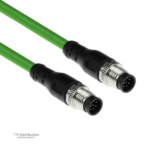 ACT Industrial 1.50 meters Sensor cable M12A 8-pin male to M12A 8-pin male, Ultraflex TPE cable, shielded