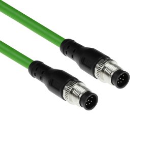 ACT Industrial 40.00 meters Sensor cable M12A 8-pin male to M12A 8-pin male, Ultraflex TPE cable, shielded