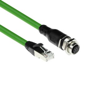 ACT Industrial 17.50 meters Sensor cable M12A 8-pin female to RJ45 male, Ultraflex SF/UTP TPE cable, shielded