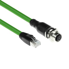ACT Industrial 0.30 meters Sensor cable M12D 4-pin female chassis to RJ45 male, Superflex Xtreme TPE cable, shielded