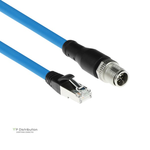 ACT Industrial 1.50 meters Sensor cable M12X 8-pin male chassis to RJ45, Superflex SF/UTP TPE cable, shielded