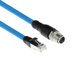 ACT Industrial 3.00 meters Sensor cable M12X 8-pin male chassis to RJ45, Superflex SF/UTP TPE cable, shielded