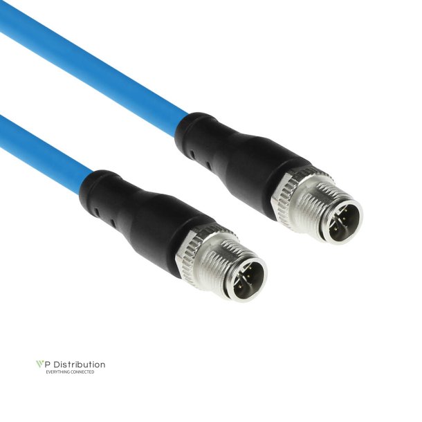 ACT Industrial 5.00 meters Sensor cable M12X 8-pin male to M12X 8-pin male, Superflex SF/UTP TPE cable, shielded