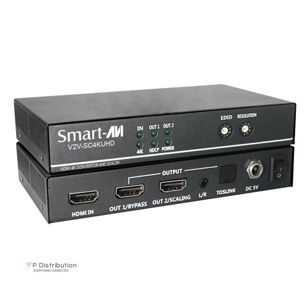 SmartAVI HDMI 4K, Converter and Scaler. Includes: [V2V-SC4KUHD-S, and PS5VD3A]