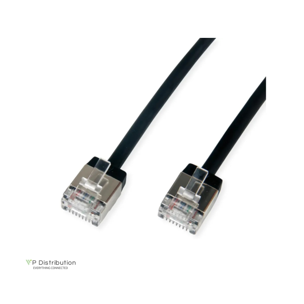 ROLINE PatchCord U/FTP, C6A, black, 2m UltraShort Connector, LSOH