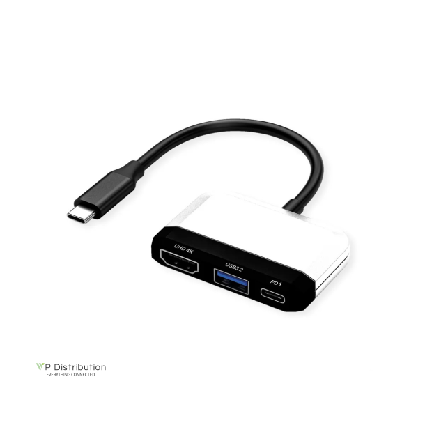 VALUE USB Typ C Dockingstation, HDMI 4K30, 1x USB A + 1x C (PD)