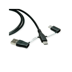 ROLINE 2-in-1 USB2.0  C Cable, M/M, Data Blocker, USB A+C
