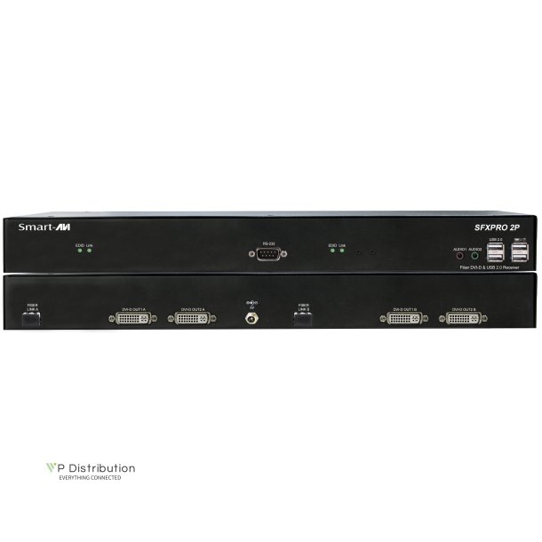 SmartAVIDual DVI-D, Stereo Audio, USB 2.0/1.1, RS-232 Multimode Fiber Extender up to 1,500 ft. Includes: [SFXPRO-2P-TX, SFXPRO-2P-RX, 2 X (CCPWR06)]