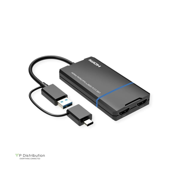 VALUE USB3.0 to Dual HDMI Graphic Adapter, 4K30Hz+1080P