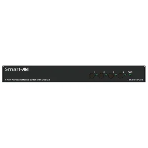 SmartAVI 4-Port KM Switch with USB 2.0 with LAN. Includes: [SKM-04-PLUS & (PS5VDC3A)]