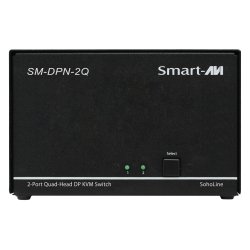 SmartAVI DisplayPort, 2-Port, Quad-Head, KVM Switch with Audio and USB 2.0 Support. Includes: [SM-DPN-2Q, PS12VD2A]