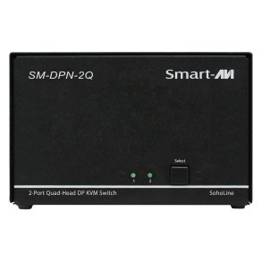 SmartAVI DisplayPort, 2-Port, Quad-Head, KVM Switch with Audio and USB 2.0 Support. Includes: [SM-DPN-2Q, PS12VD2A]