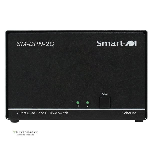 SmartAVI DisplayPort, 2-Port, Quad-Head, KVM Switch with Audio and USB 2.0 Support. Includes: [SM-DPN-2Q, PS12VD2A]