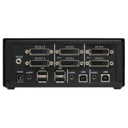 SmartAVI DVI-I Dual Link, 2-Port, Dual-Head, KVM Switch with Audio and USB 2.0 Support. Includes: [SM-DVN-2D, PS12VD2A]