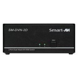 SmartAVI DVI-I Dual Link, 2-Port, Dual-Head, KVM Switch with Audio and USB 2.0 Support. Includes: [SM-DVN-2D, PS12VD2A]