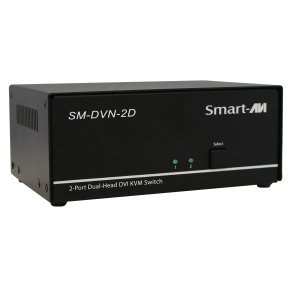 SmartAVI DVI-I Dual Link, 2-Port, Dual-Head, KVM Switch with Audio and USB 2.0 Support. Includes: [SM-DVN-2D, PS12VD2A]